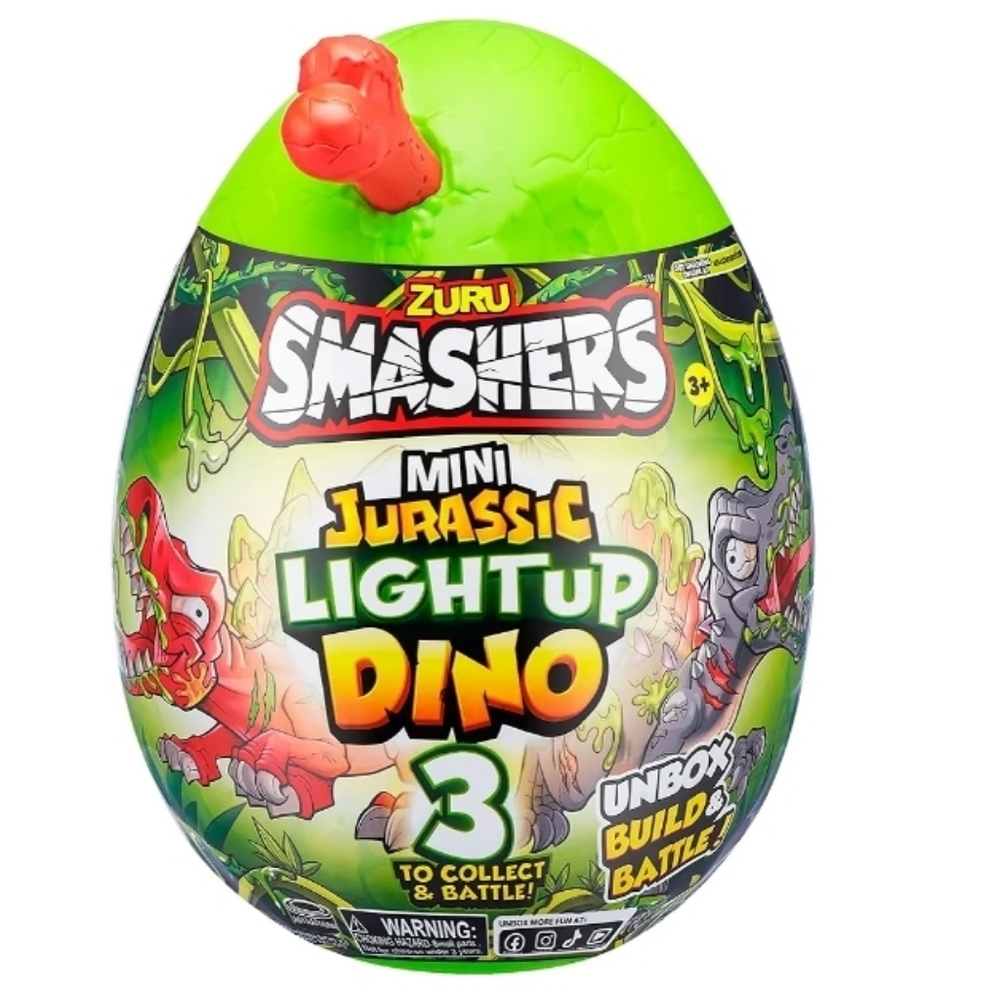 Zuru Smashers Mini Jurassic Light up Dino Egg 3 Red Bone